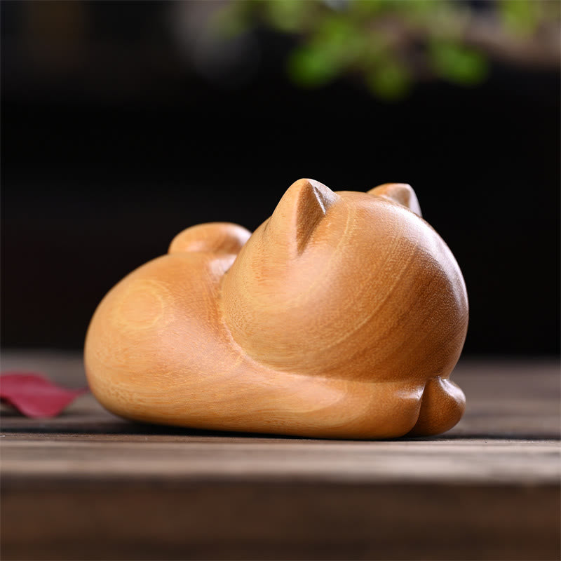 Nimara Ritual Small Cute Confident Sleeping Cat Sandalwood Healing Home Decoration