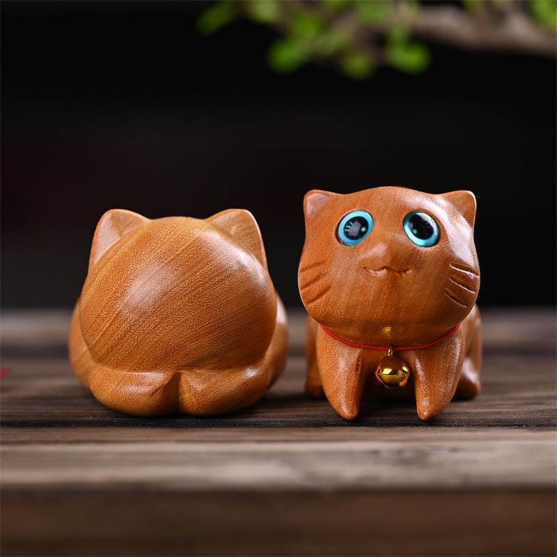 Nimara Ritual Small Cute Confident Sleeping Cat Sandalwood Healing Home Decoration