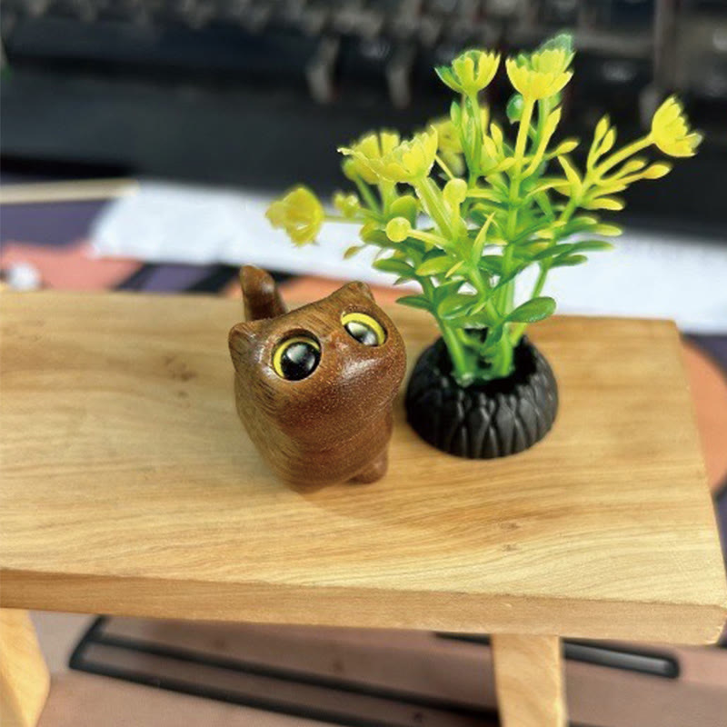 Nimara Ritual Green Sandalwood Ebony Wood Sandalwood Small Leaf Red Sandalwood Mini Lucky Cat Peace Decoration