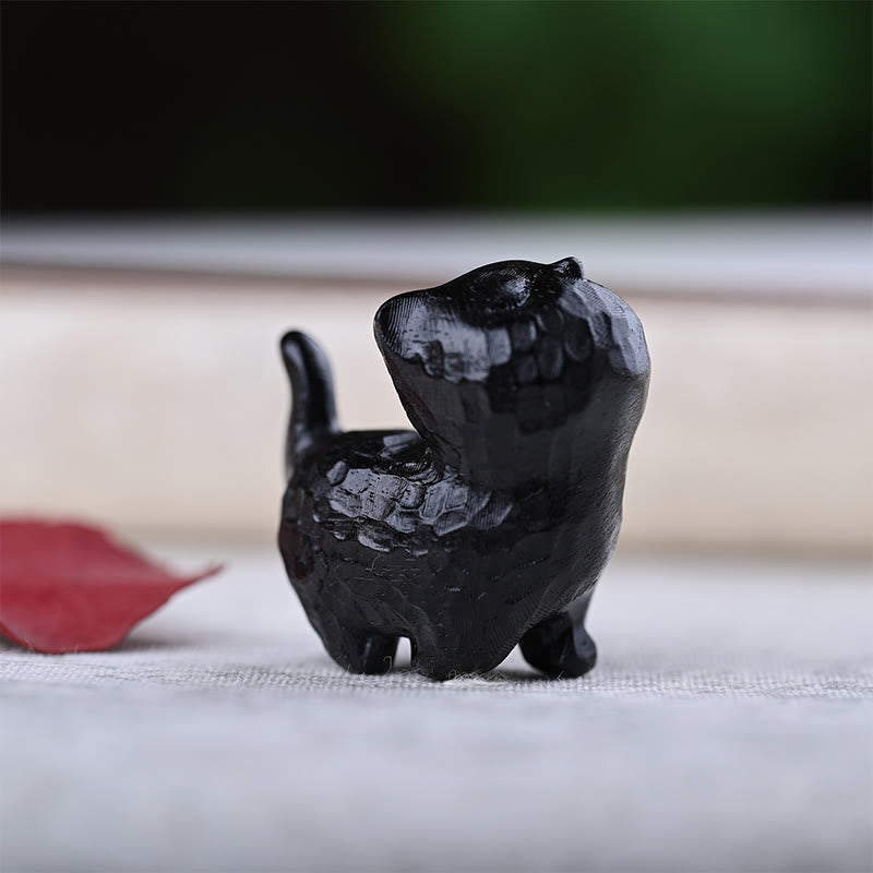 Nimara Ritual Green Sandalwood Ebony Wood Sandalwood Small Leaf Red Sandalwood Mini Lucky Cat Peace Decoration