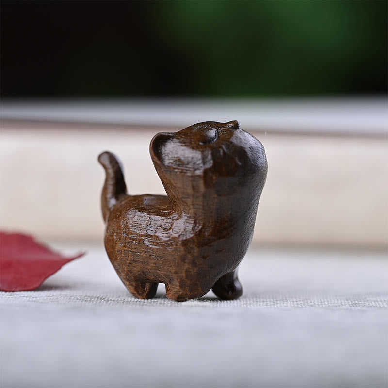 Nimara Ritual Green Sandalwood Ebony Wood Sandalwood Small Leaf Red Sandalwood Mini Lucky Cat Peace Decoration