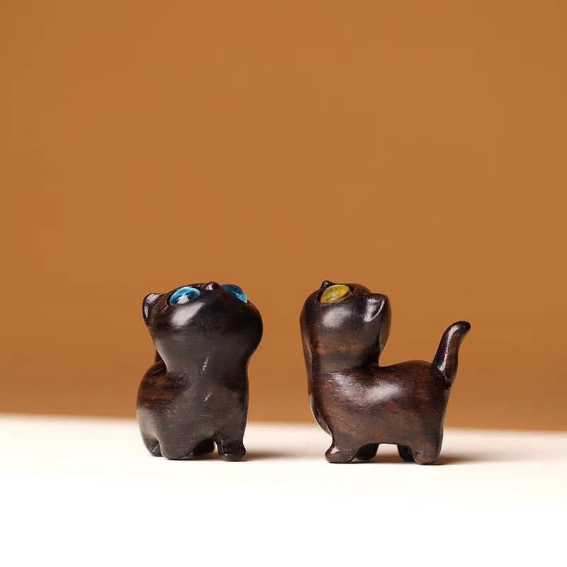 Nimara Ritual Green Sandalwood Ebony Wood Sandalwood Small Leaf Red Sandalwood Mini Lucky Cat Peace Decoration