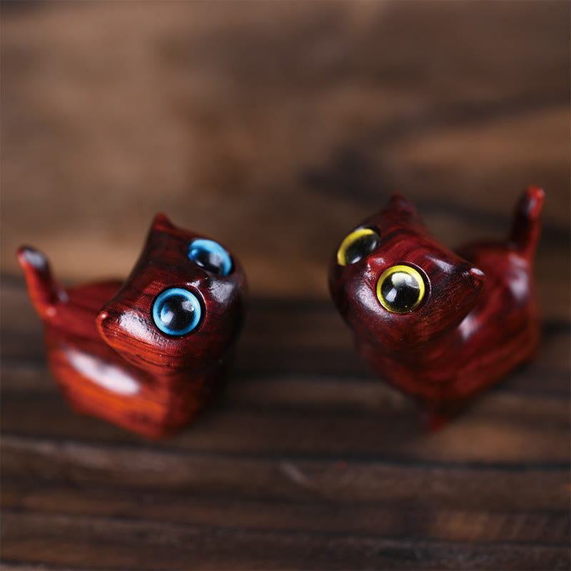 Nimara Ritual Green Sandalwood Ebony Wood Sandalwood Small Leaf Red Sandalwood Mini Lucky Cat Peace Decoration