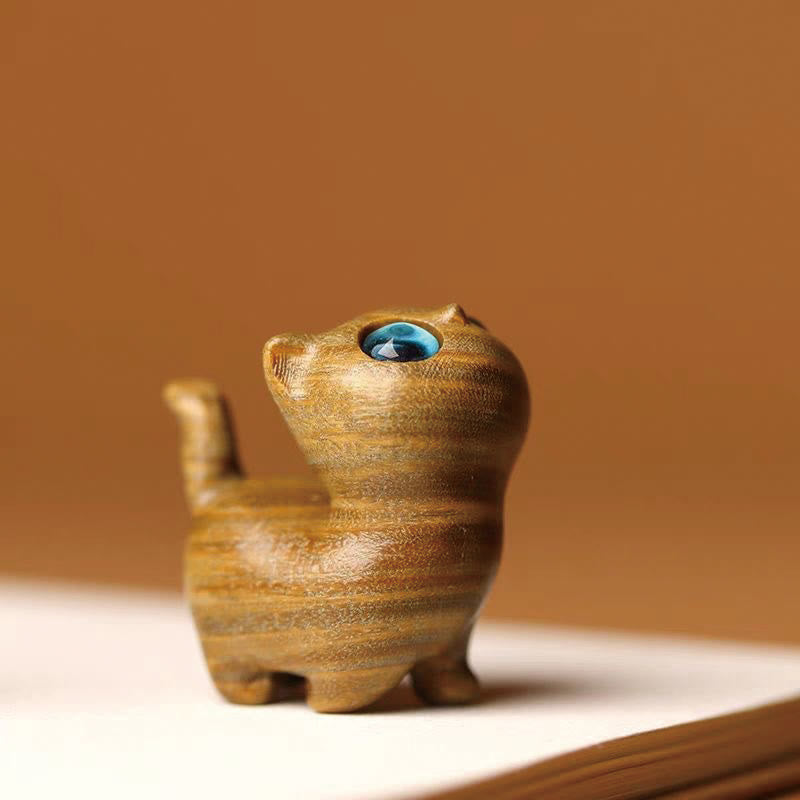 Nimara Ritual Green Sandalwood Ebony Wood Sandalwood Small Leaf Red Sandalwood Mini Lucky Cat Peace Decoration