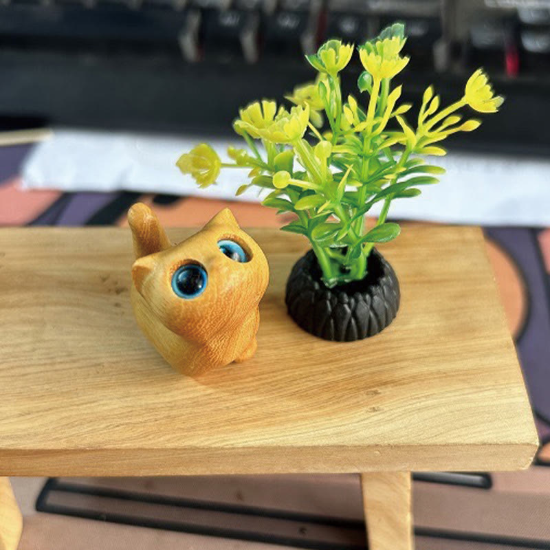 Nimara Ritual Green Sandalwood Ebony Wood Sandalwood Small Leaf Red Sandalwood Mini Lucky Cat Peace Decoration