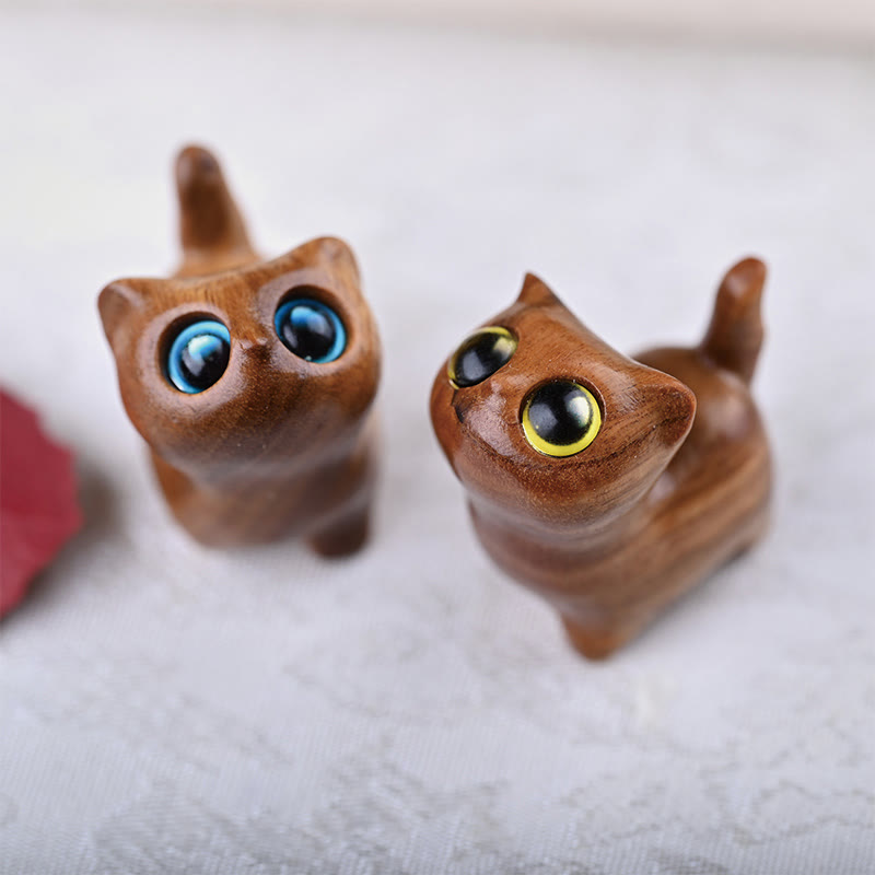 Nimara Ritual Green Sandalwood Ebony Wood Sandalwood Small Leaf Red Sandalwood Mini Lucky Cat Peace Decoration