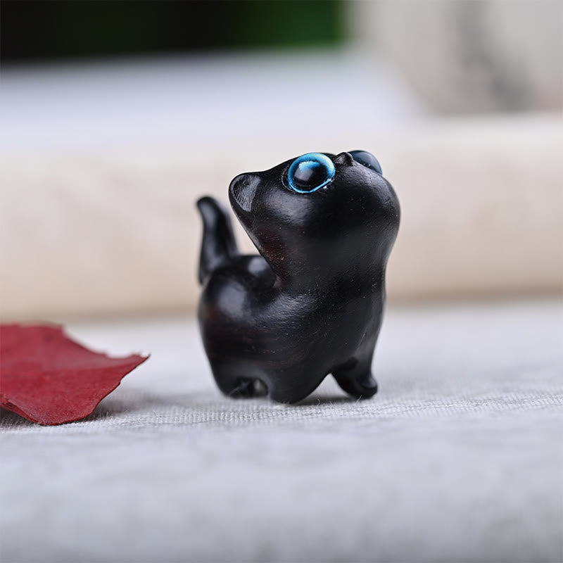Nimara Ritual Green Sandalwood Ebony Wood Sandalwood Small Leaf Red Sandalwood Mini Lucky Cat Peace Decoration