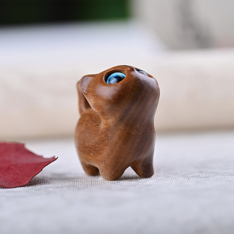 Nimara Ritual Green Sandalwood Ebony Wood Sandalwood Small Leaf Red Sandalwood Mini Lucky Cat Peace Decoration
