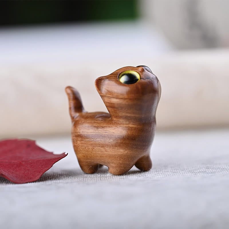 Nimara Ritual Green Sandalwood Ebony Wood Sandalwood Small Leaf Red Sandalwood Mini Lucky Cat Peace Decoration