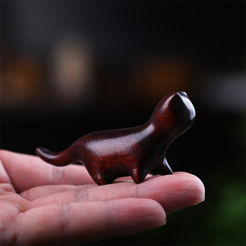 Nimara Ritual Green Sandalwood Small Leaf Red Sandalwood Ebony Wood Rainbow Wood Lucky Mini Walking Cat Positive Decoration