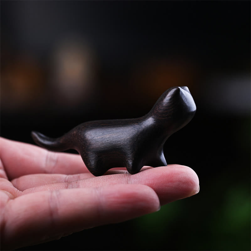 Nimara Ritual Green Sandalwood Small Leaf Red Sandalwood Ebony Wood Rainbow Wood Lucky Mini Walking Cat Positive Decoration