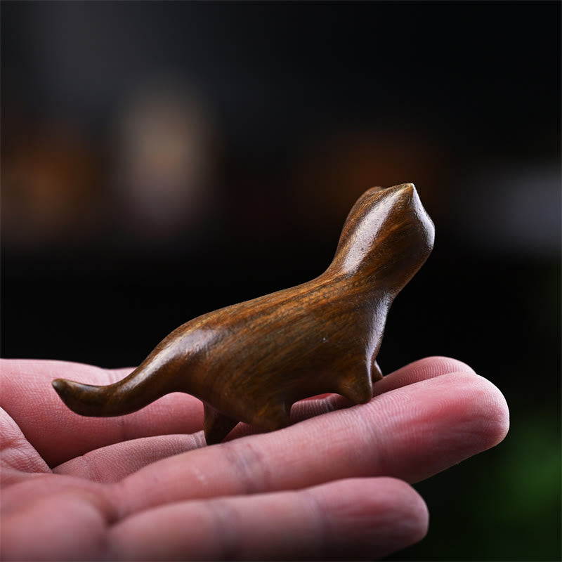 Nimara Ritual Green Sandalwood Small Leaf Red Sandalwood Ebony Wood Rainbow Wood Lucky Mini Walking Cat Positive Decoration
