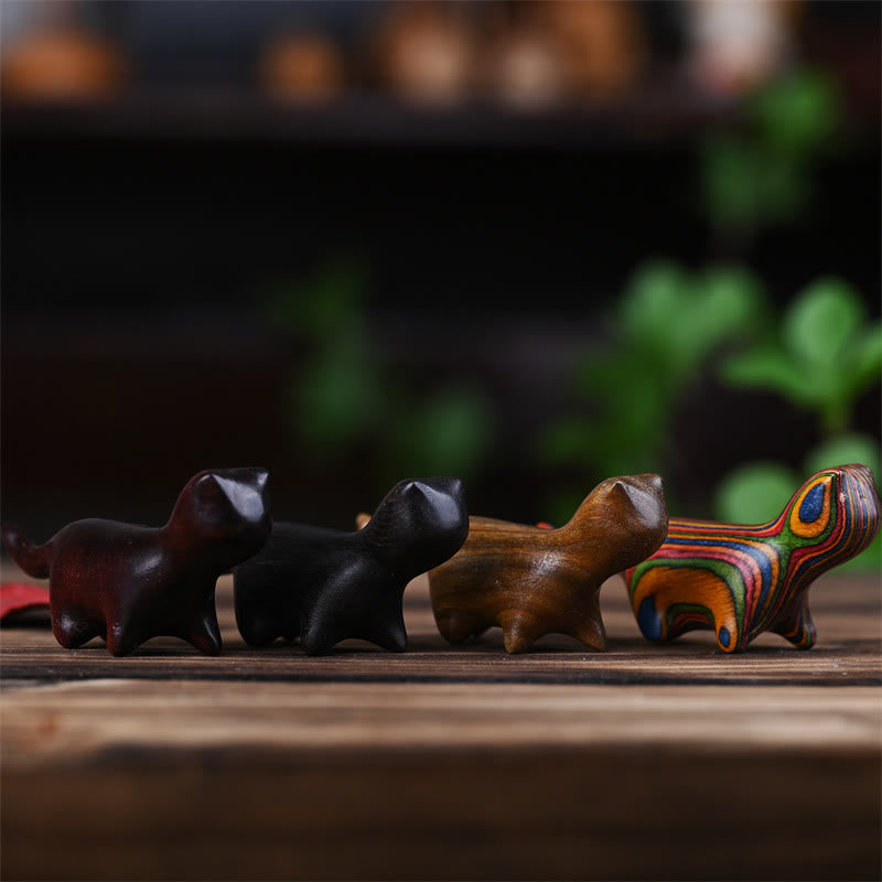 Nimara Ritual Green Sandalwood Small Leaf Red Sandalwood Ebony Wood Rainbow Wood Lucky Mini Walking Cat Positive Decoration