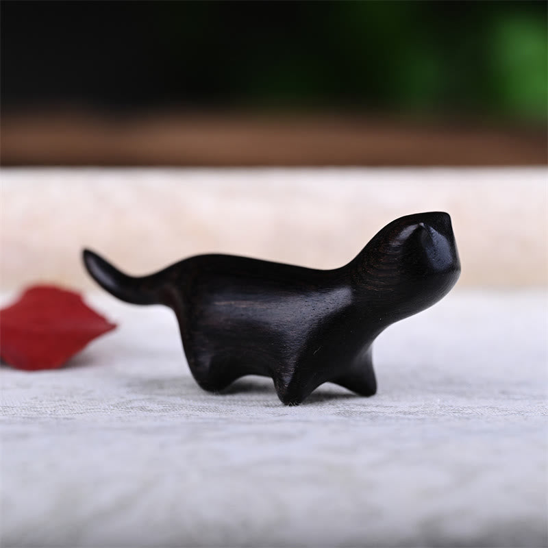 Nimara Ritual Green Sandalwood Small Leaf Red Sandalwood Ebony Wood Rainbow Wood Lucky Mini Walking Cat Positive Decoration