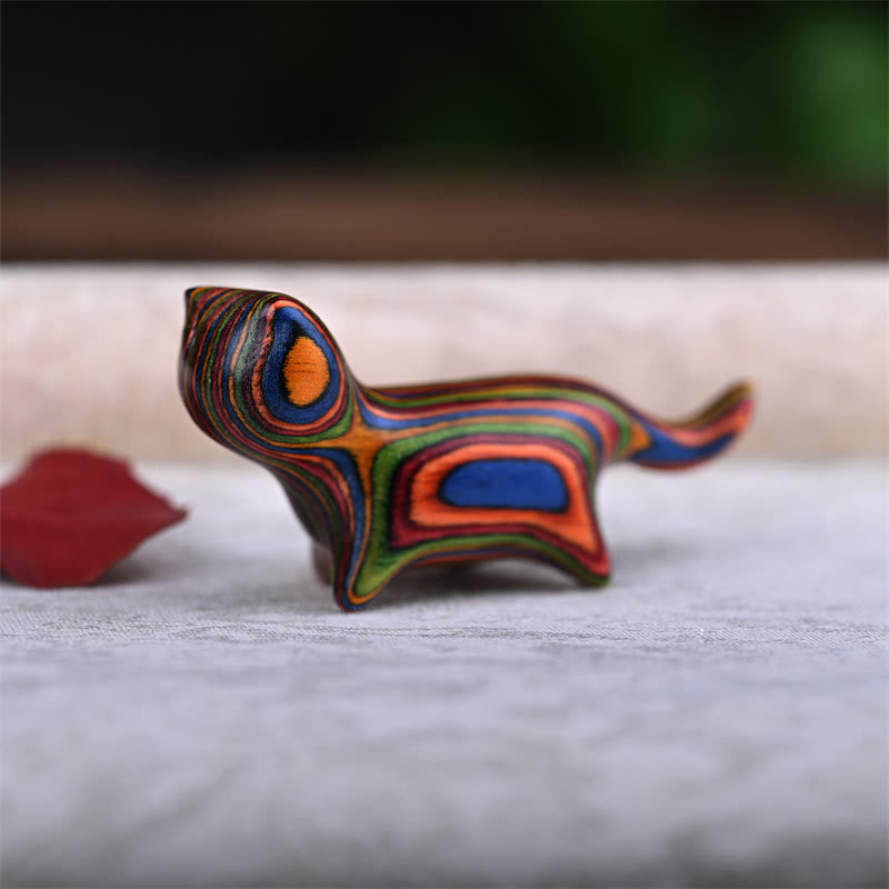 Nimara Ritual Green Sandalwood Small Leaf Red Sandalwood Ebony Wood Rainbow Wood Lucky Mini Walking Cat Positive Decoration