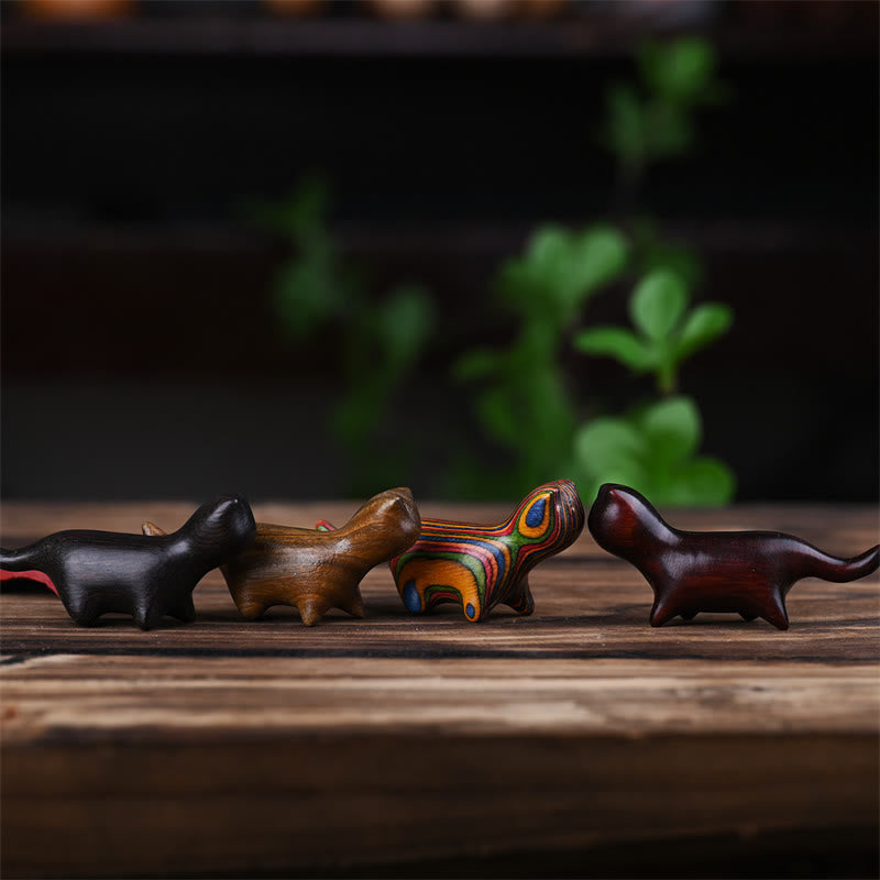 Nimara Ritual Green Sandalwood Small Leaf Red Sandalwood Ebony Wood Rainbow Wood Lucky Mini Walking Cat Positive Decoration