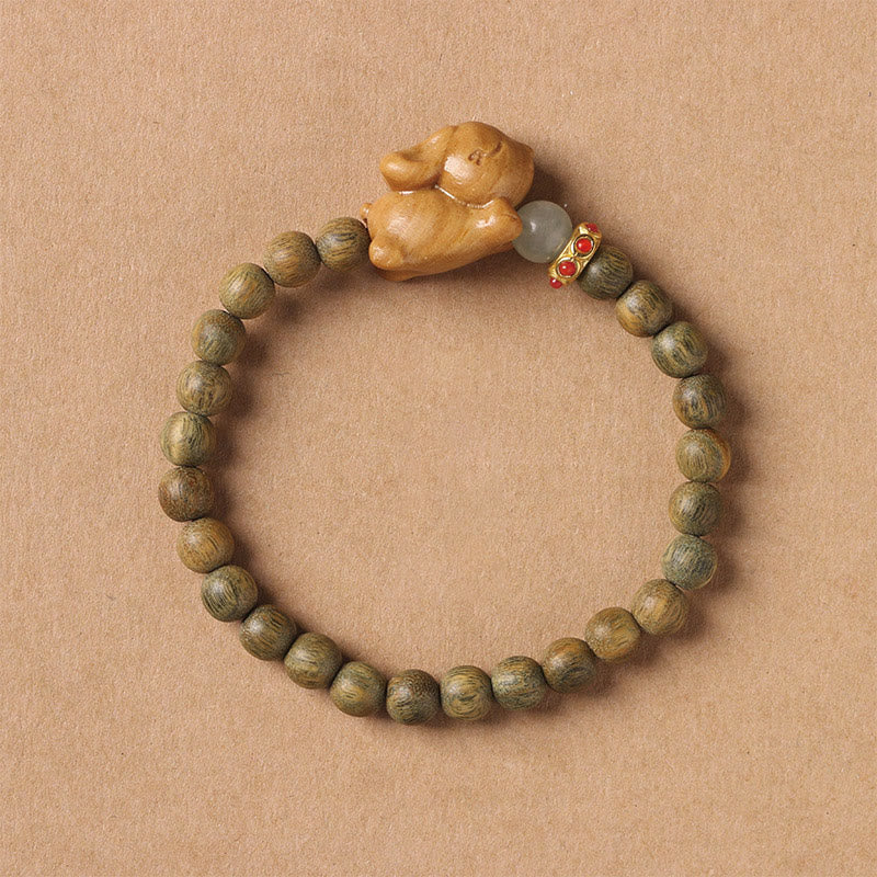 Nimara Ritual Green Sandalwood Gold Sandalwood Cute Rabbit Positive Bracelet