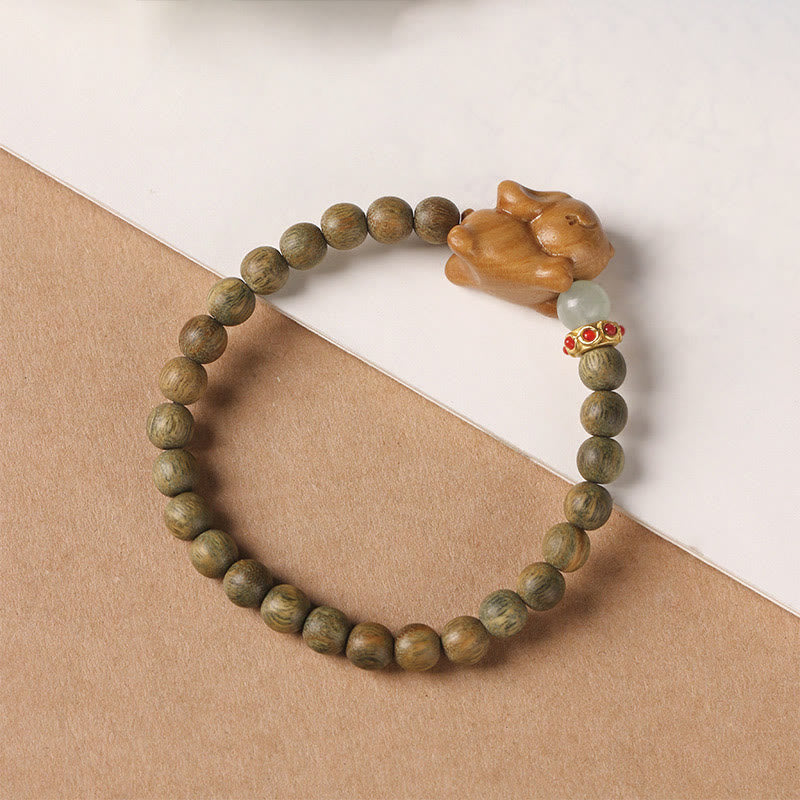 Nimara Ritual Green Sandalwood Gold Sandalwood Cute Rabbit Positive Bracelet