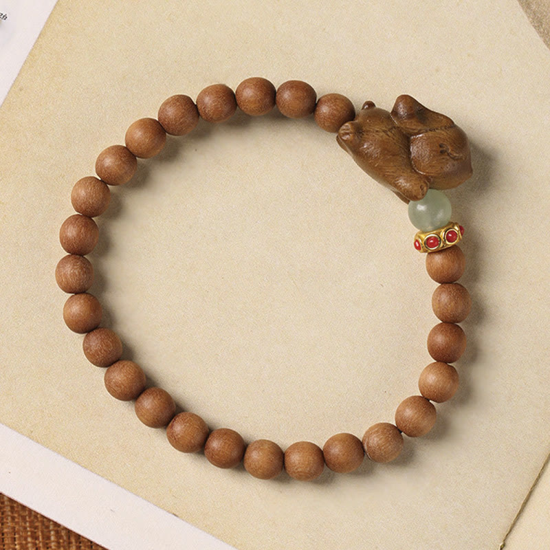 Nimara Ritual Green Sandalwood Gold Sandalwood Cute Rabbit Positive Bracelet