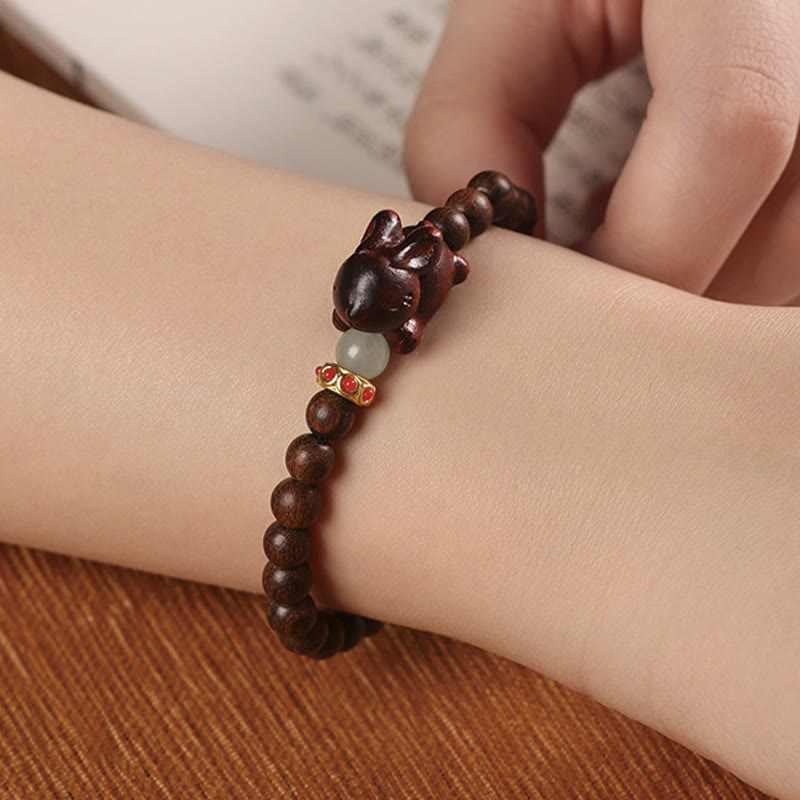 Nimara Ritual Green Sandalwood Gold Sandalwood Cute Rabbit Positive Bracelet