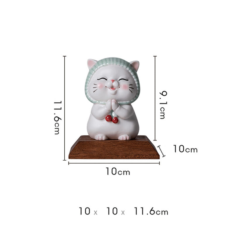 Nimara Ritual Lucky Cute Cat In Scarf Ceramic Figurine Decoration