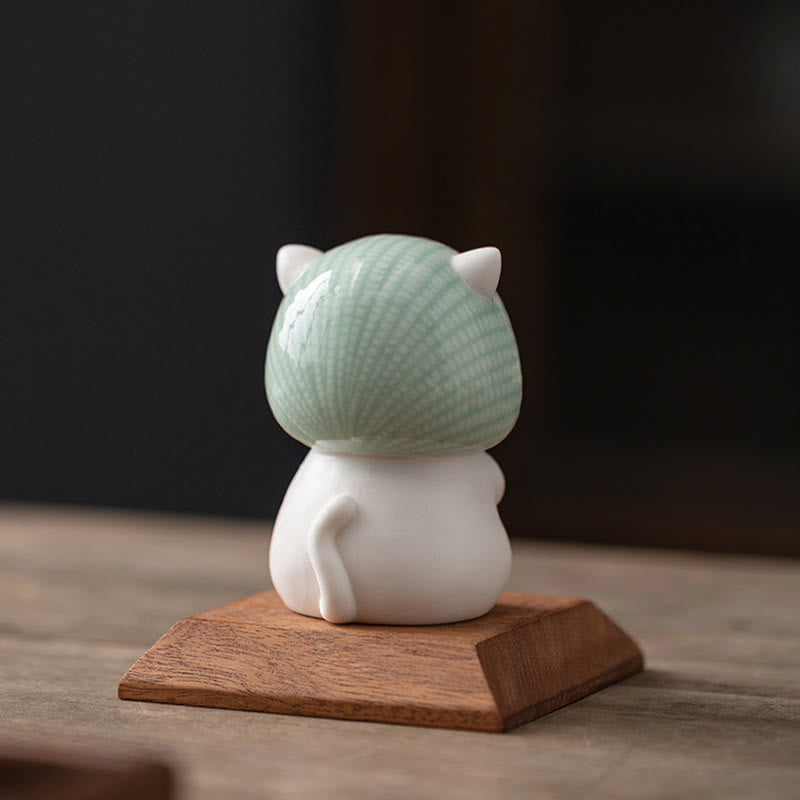 Nimara Ritual Lucky Cute Cat In Scarf Ceramic Figurine Decoration