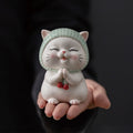 Nimara Ritual Lucky Cute Cat In Scarf Ceramic Figurine Decoration