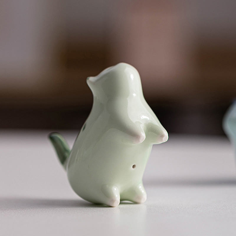 Nimara Ritual Mini Lucky Cute Spotted Standing Cat Sleeping Kitten Ceramic Figurine Decoration