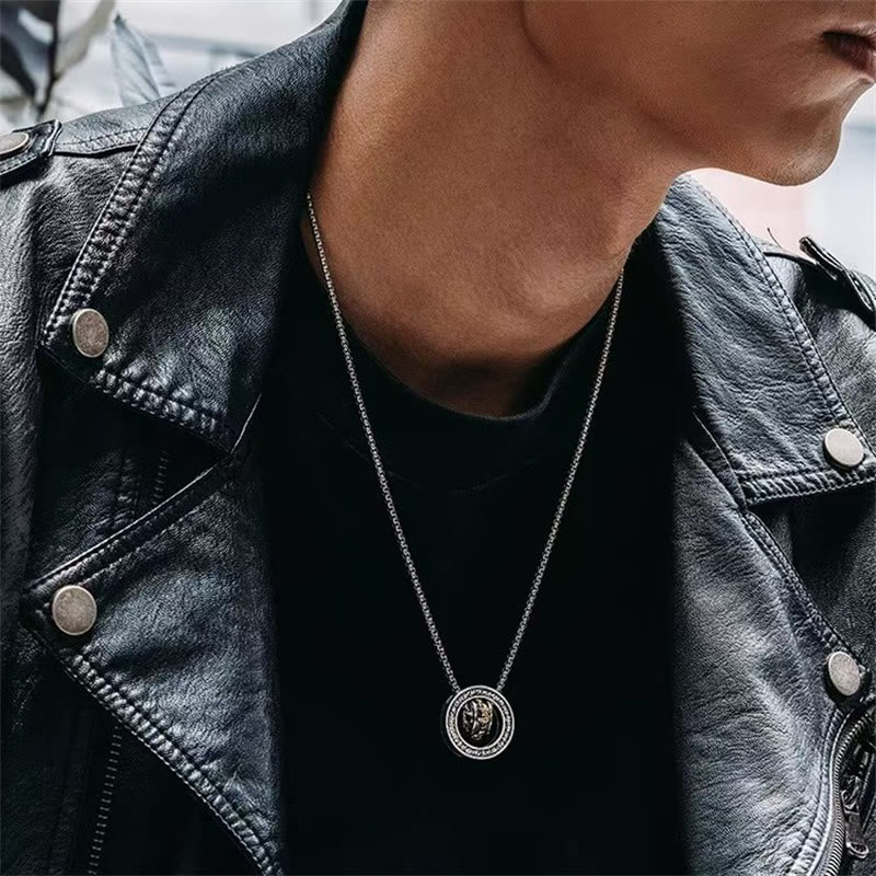 Nimara Ritual Double Ring PiXiu Peace Buckle Wealth Rotatable Necklace Pendant