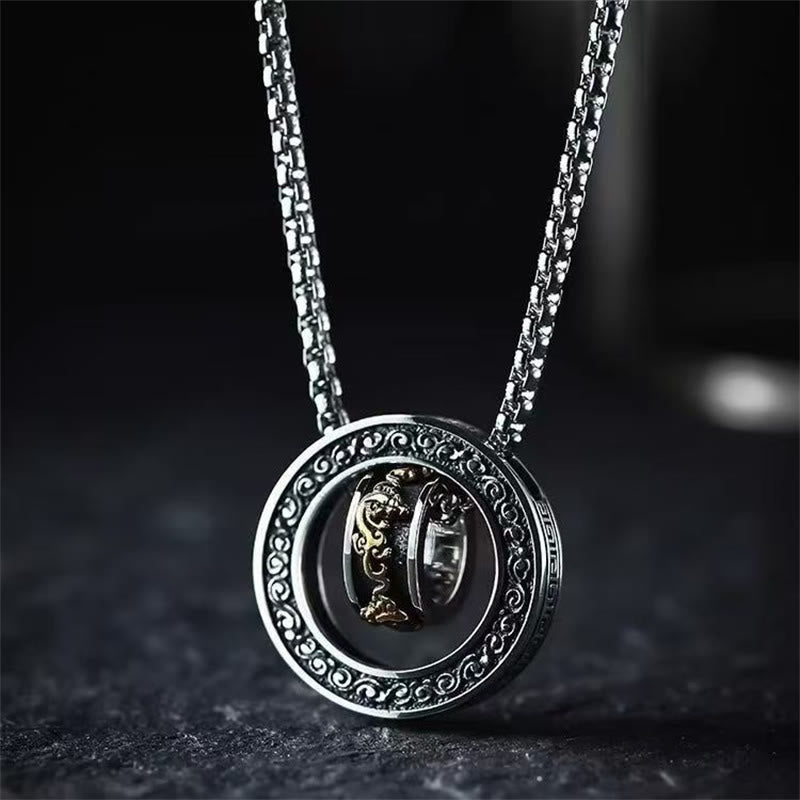 Nimara Ritual Double Ring PiXiu Peace Buckle Wealth Rotatable Necklace Pendant