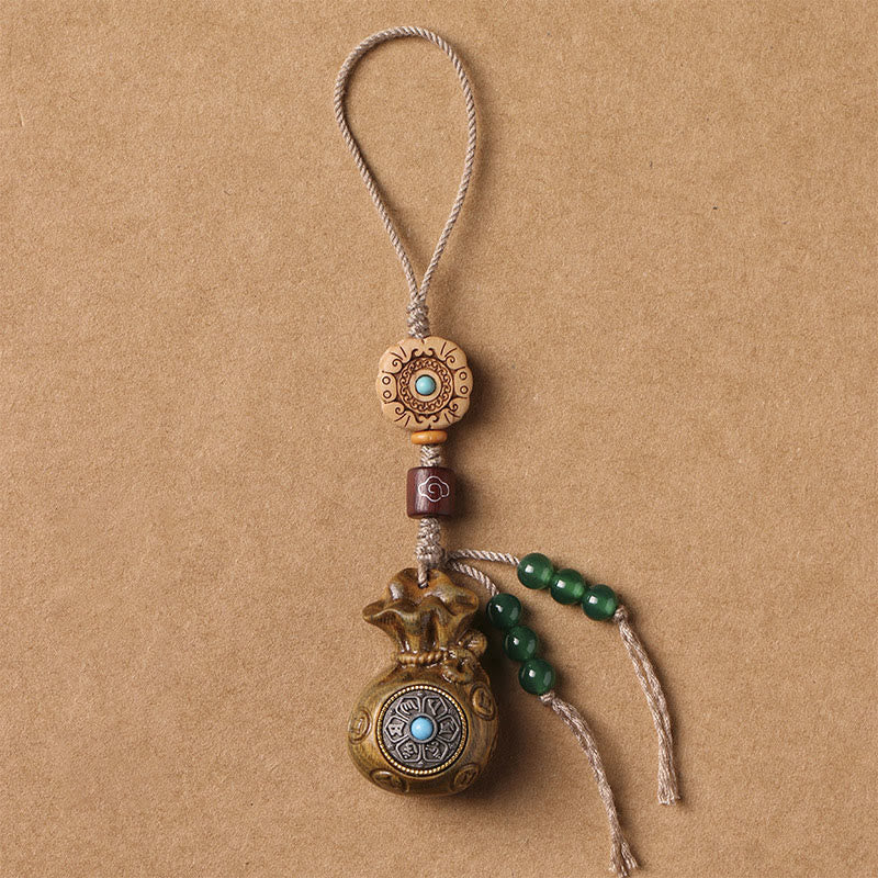Nimara Ritual Sandalwood Small Leaf Red Sandalwood Green Sandalwood Om Mani Padme Hum Calm Key Chain Phone Hanging Decoration