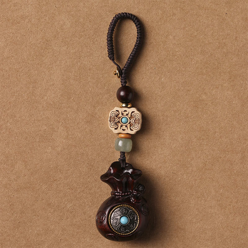 Nimara Ritual Sandalwood Small Leaf Red Sandalwood Green Sandalwood Om Mani Padme Hum Calm Key Chain Phone Hanging Decoration