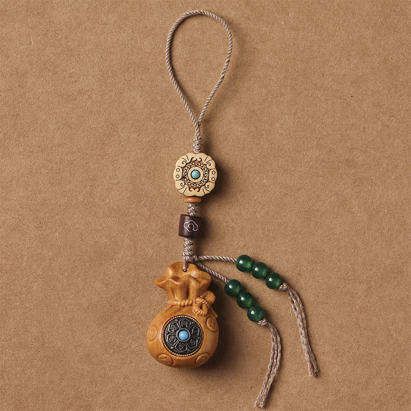 Nimara Ritual Sandalwood Small Leaf Red Sandalwood Green Sandalwood Om Mani Padme Hum Calm Key Chain Phone Hanging Decoration