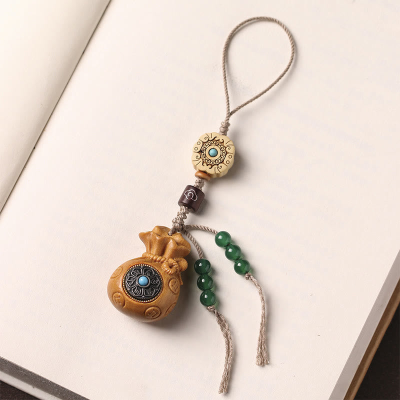 Nimara Ritual Sandalwood Small Leaf Red Sandalwood Green Sandalwood Om Mani Padme Hum Calm Key Chain Phone Hanging Decoration