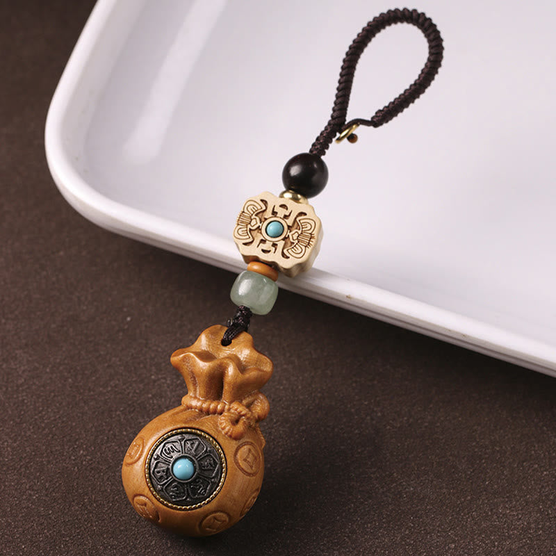 Nimara Ritual Sandalwood Small Leaf Red Sandalwood Green Sandalwood Om Mani Padme Hum Calm Key Chain Phone Hanging Decoration