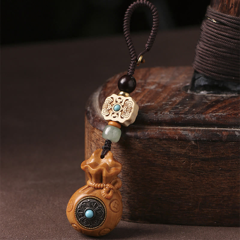Nimara Ritual Sandalwood Small Leaf Red Sandalwood Green Sandalwood Om Mani Padme Hum Calm Key Chain Phone Hanging Decoration