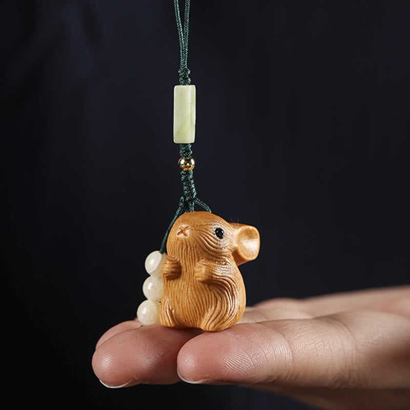 Nimara Ritual Sandalwood Small Leaf Red Sandalwood Lucky Mini Rabbit Protection Key Chain Phone Hanging Decoration