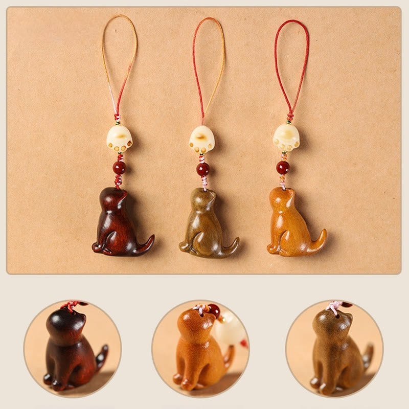 Nimara Ritual Small Leaf Red Sandalwood Green Sandalwood Sandalwood Sitting Cat Sooth Phone Hanging Decoration