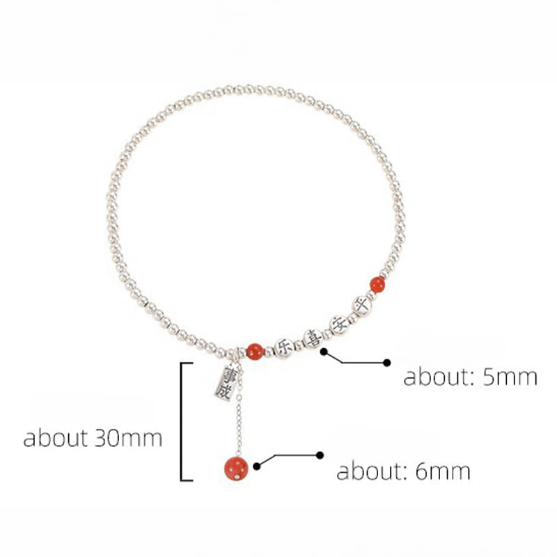 Nimara Ritual 925 Sterling Silver Small Beads Red Agate Peace And Joy Blessing Anklet