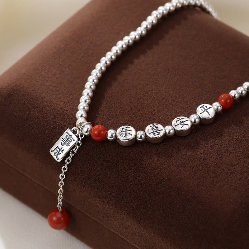 Nimara Ritual 925 Sterling Silver Small Beads Red Agate Peace And Joy Blessing Anklet