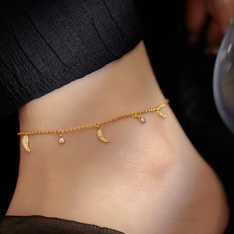 Nimara Ritual 925 Sterling Silver Zircon Little Pepper Charm Protection Anklet