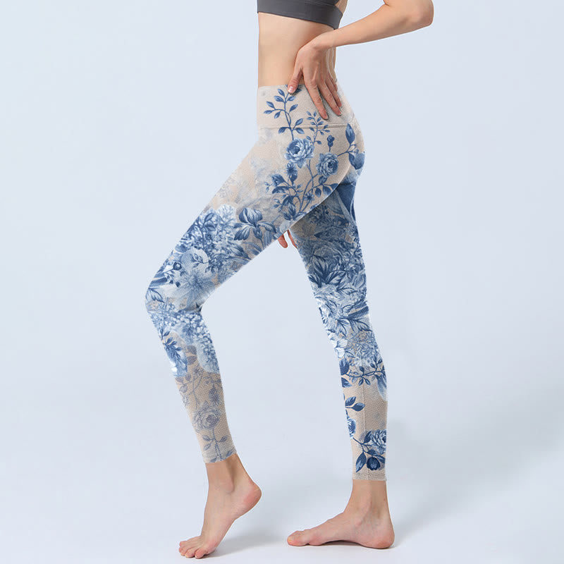 Nimara Ritual Rose Daisy Print Gym Leggings Women's Yoga Pants