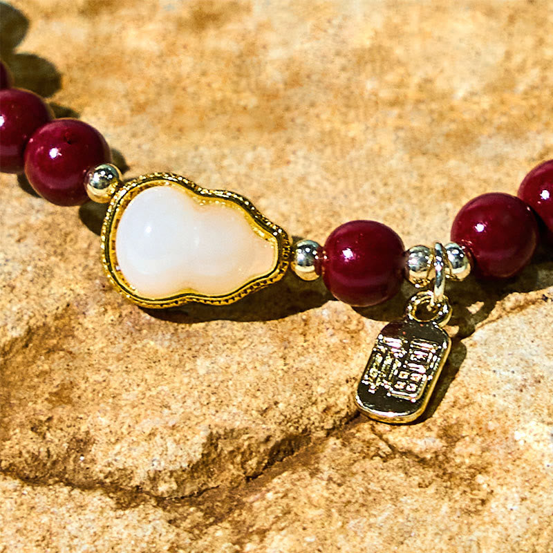 Nimara Ritual Cinnabar Gourd Fu Character Charm Blessing Bracelet