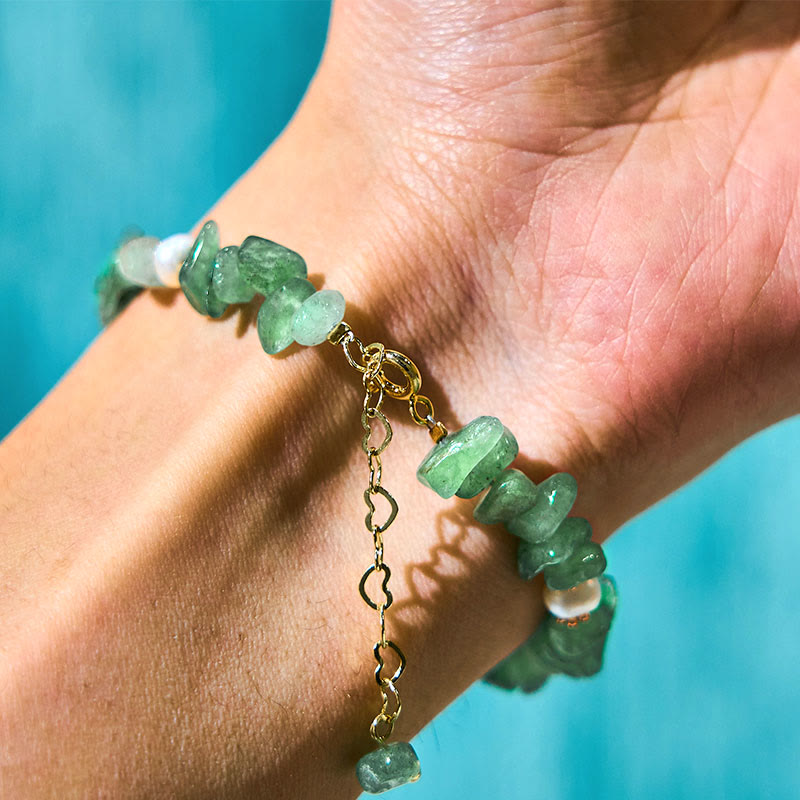 Nimara Ritual Natural Strawberry Quartz Green Strawberry Quartz Super Seven Crystal Flower Healing Bracelet
