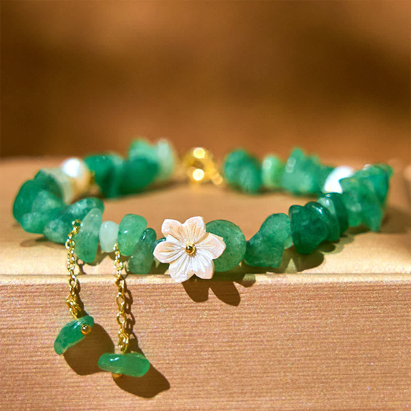 Nimara Ritual Natural Strawberry Quartz Green Strawberry Quartz Super Seven Crystal Flower Healing Bracelet