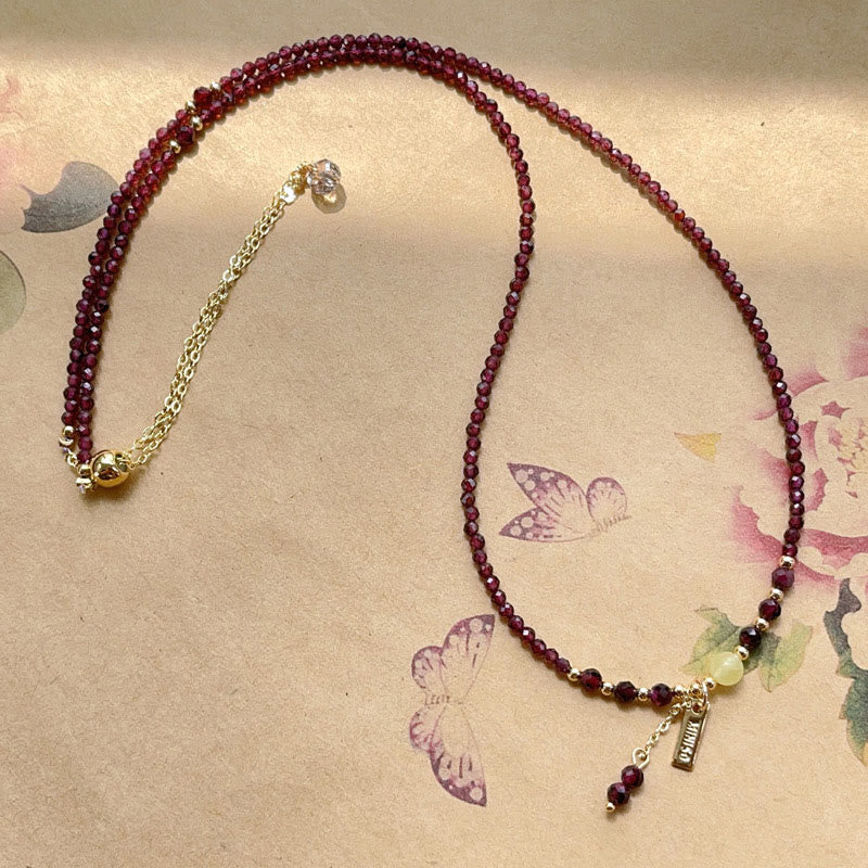 Protection and Purification Small Natural Garnet Triple Wrap Bracelet