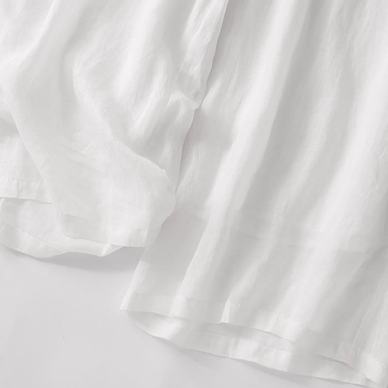 Nimara Ritual Summer Embroidery Double Layer Cotton Linen Women's Wide Leg Pants With Pockets