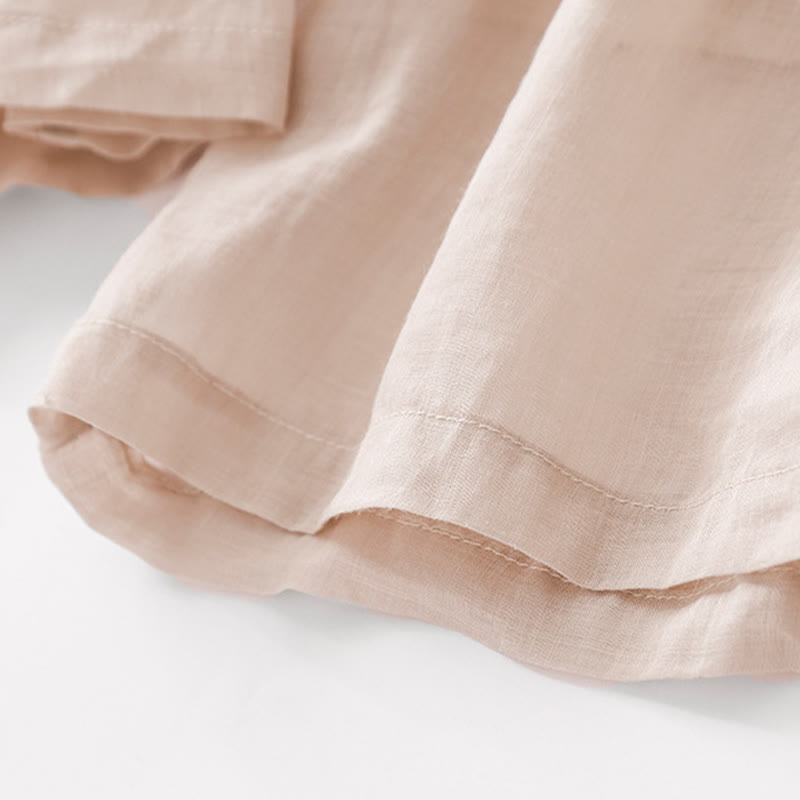 Nimara Ritual Summer Embroidery Double Layer Cotton Linen Women's Wide Leg Pants With Pockets