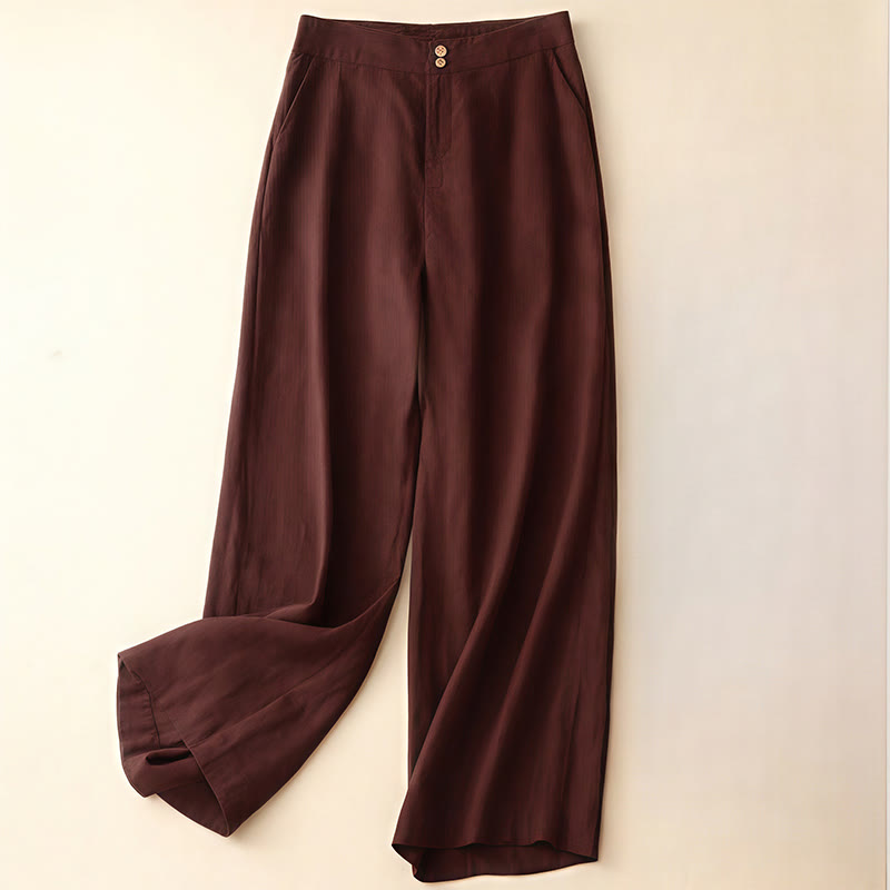 Nimara Ritual Summer Casual Simple Zipper Design Linen Women's Wide Leg Pants With Pockets