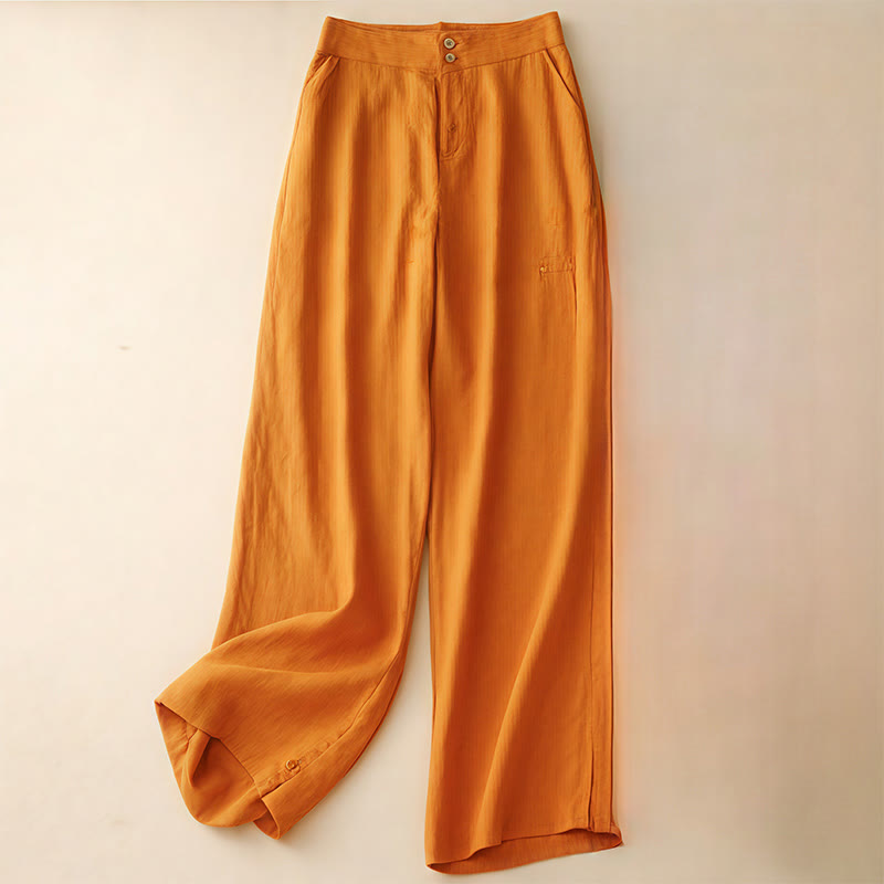Nimara Ritual Summer Casual Simple Zipper Design Linen Women's Wide Leg Pants With Pockets